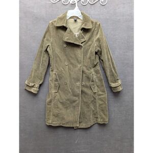 Gap Trench Coat Brown Corduroy Long Jacket Trench Coat No Belt 100% Cotton Y2K M